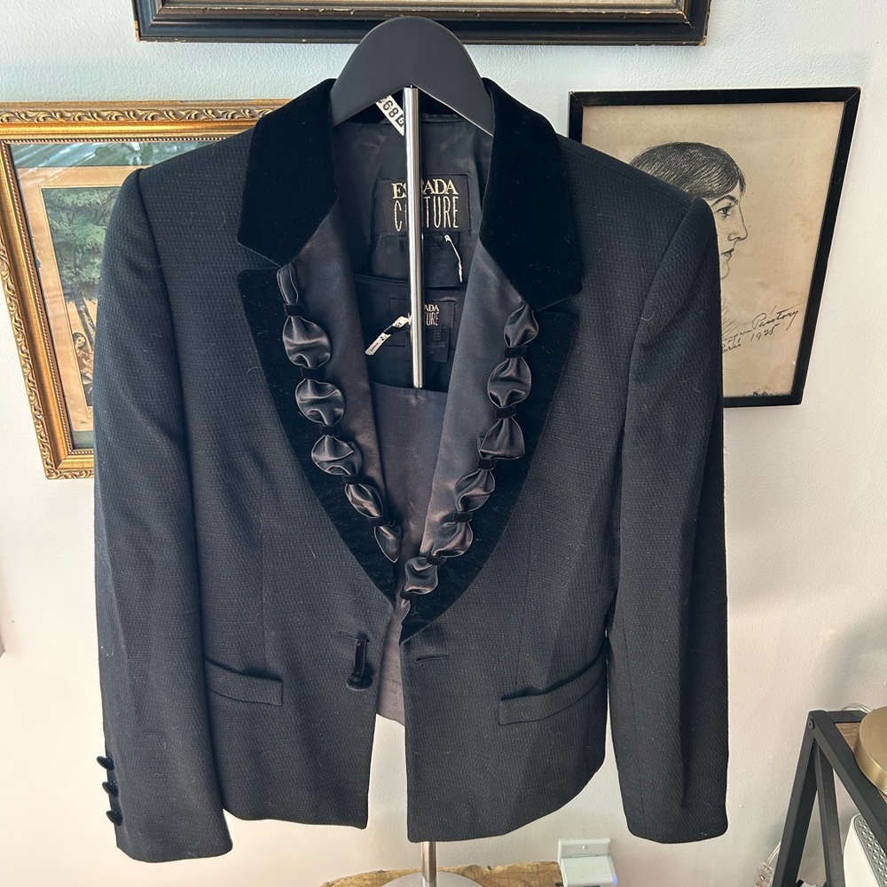 Escada Couture Black Jacket with Satin Accents